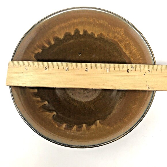 VTG Studio Art Pottery Ceramic Nesting Bowls Brown Drip Glaze Artist Signed Set - Picture 6 of 16